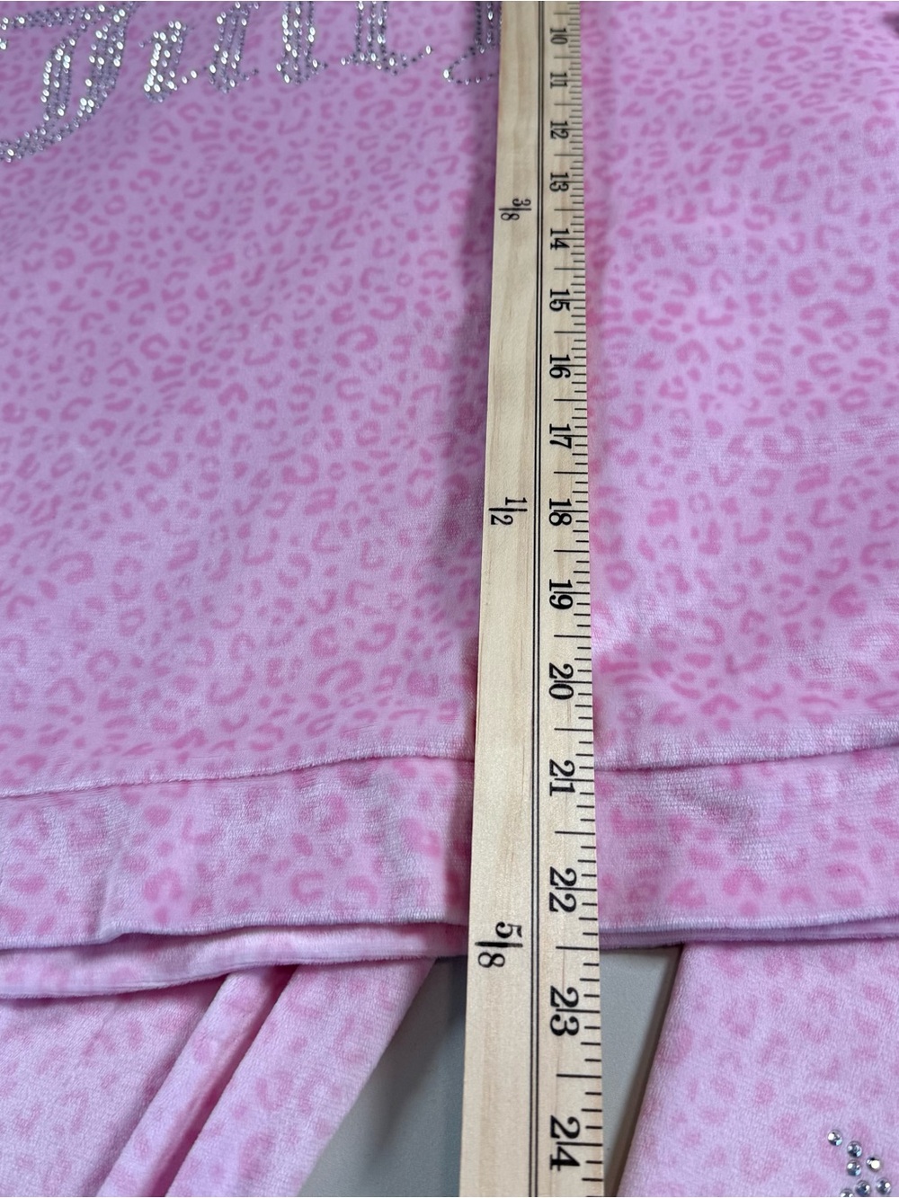 Juicy Couture Pink Leopard Velour PJs Pajamas Loungewear Rhinestone Y2K XL - Picture 8 of 13